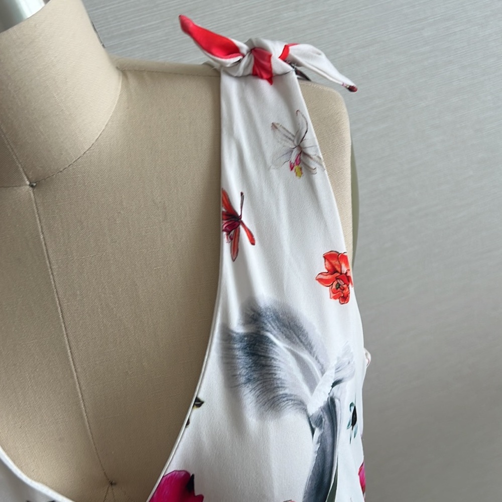 T TAHARI White Floral Maxi Dress Spring Summer Side Zip Size 6 - Picture 3 of 9